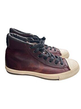 Converse John Varvatos 132830C Leather High Top Sneakers Maroon Mens 9 Womens 11